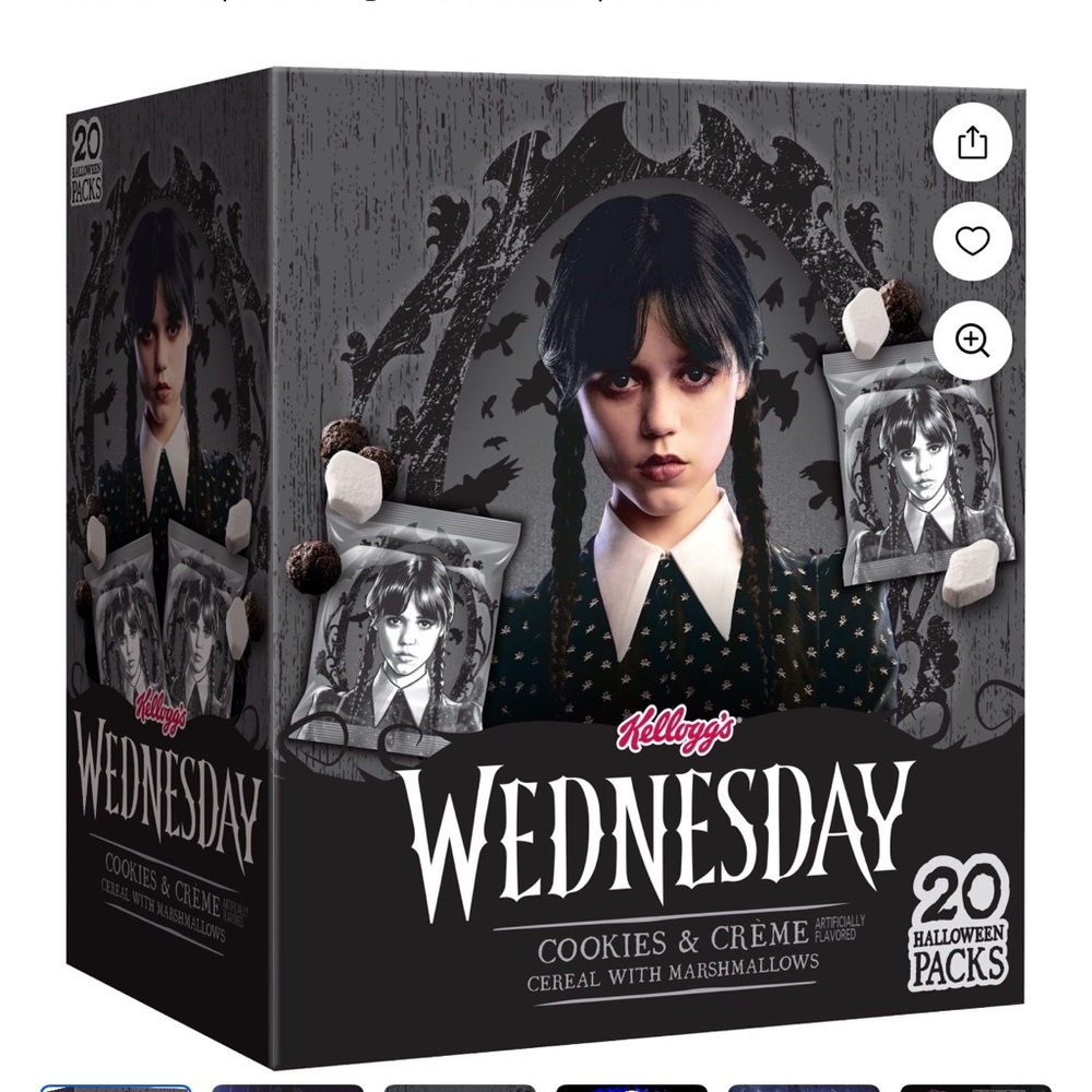 Wednesday Addams Cookies & Cream Mini Cereal Pouches Sealed (18/20)